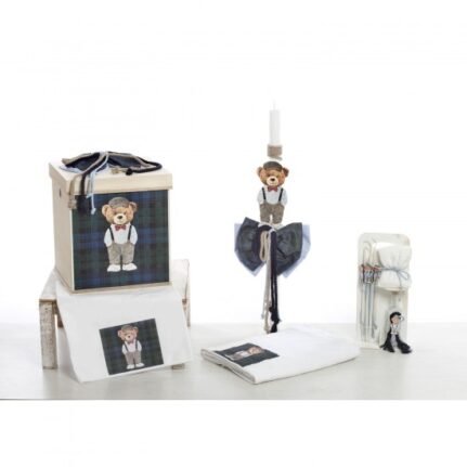 Σετ Βάπτισης Κουτί "Royal Plaid Collection" με Αρκουδάκι